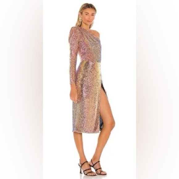 NEW WITH TAGS! Bronx and Banco Galaxy Midi Dress Pink Sequin - Picture 2 of 10
